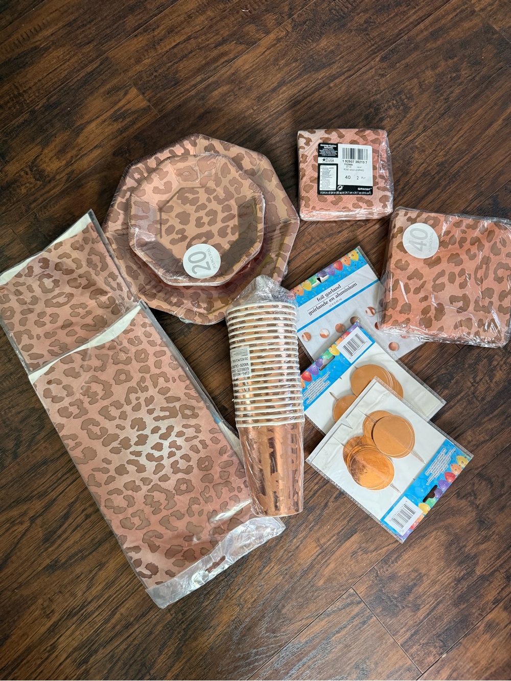 Leopard Print Rose Gold Party Tableware Set - Home Party Supplies